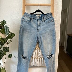 Madewell Highrise Slim Boy Jeans Distressed Style